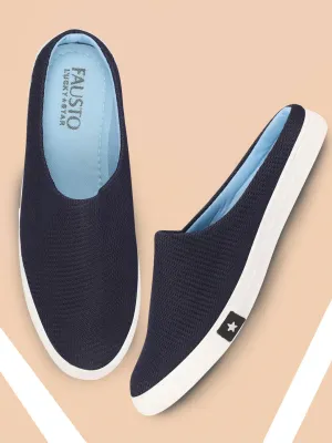 Men Navy Blue Casual Canvas Slip-On Shoes