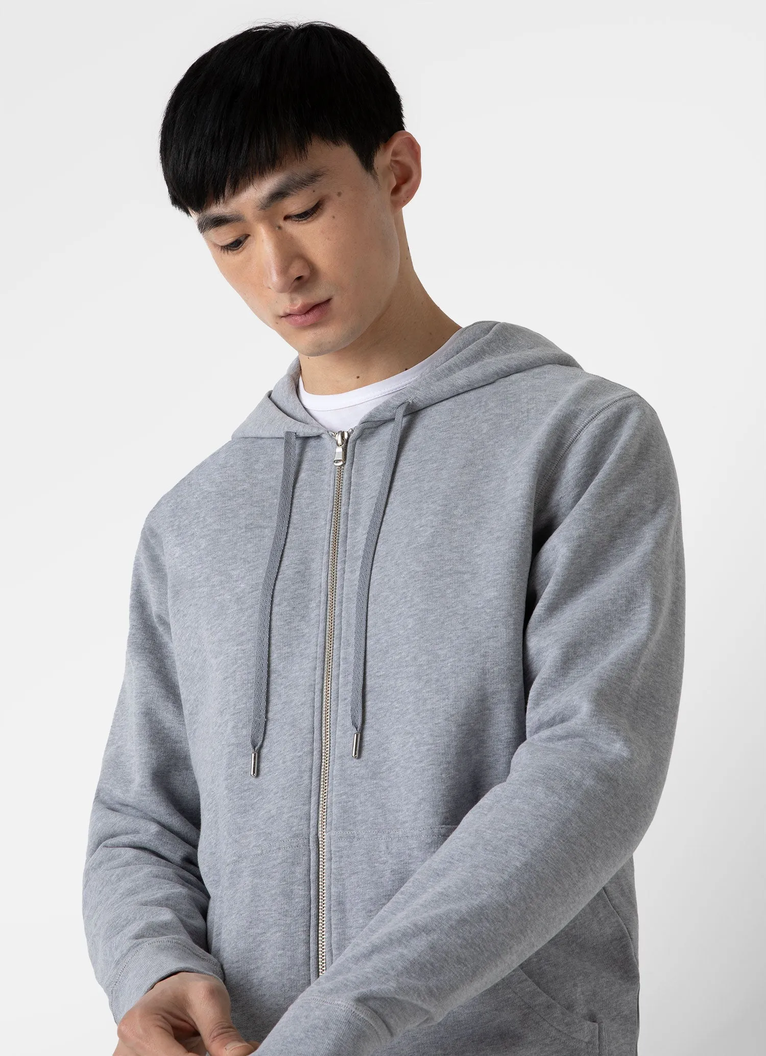 Men's Loopback Zip Hoodie in Grey Melange