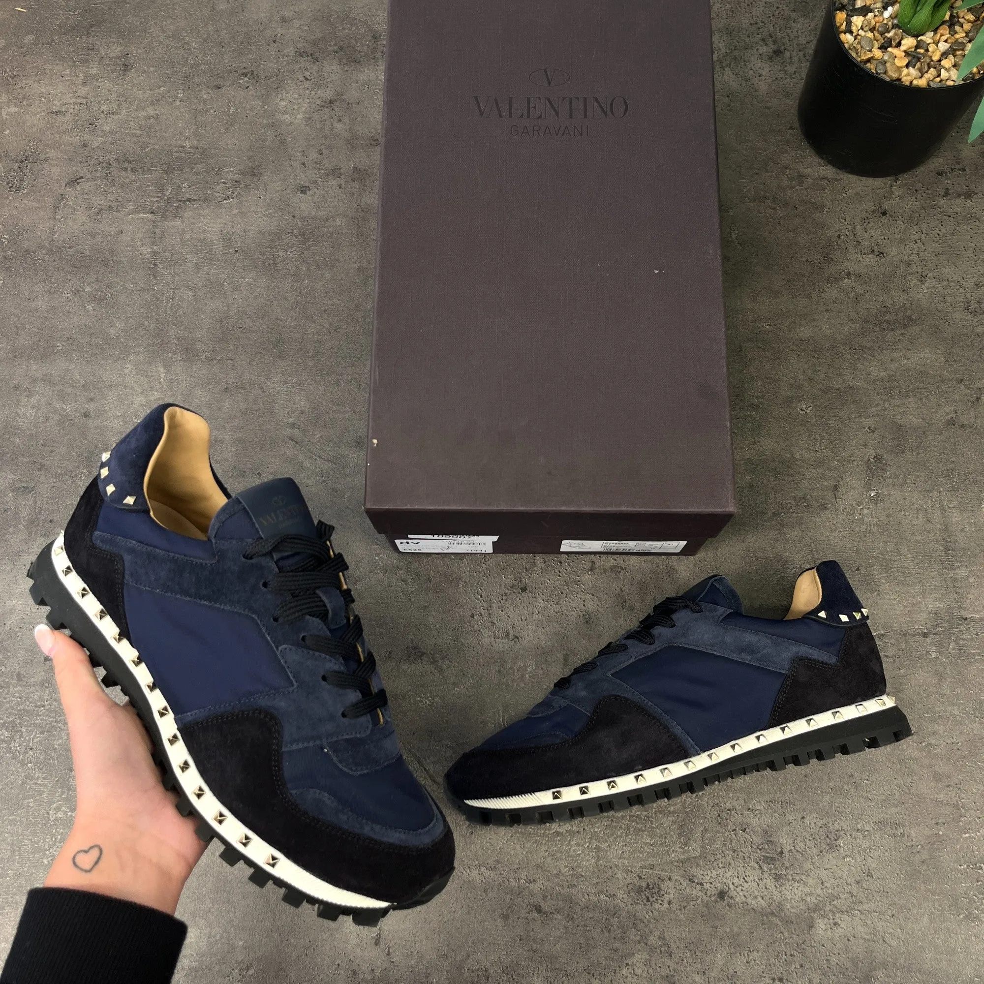 Men's Rockstud Low Trainers Navy Size EU 41 / UK 7