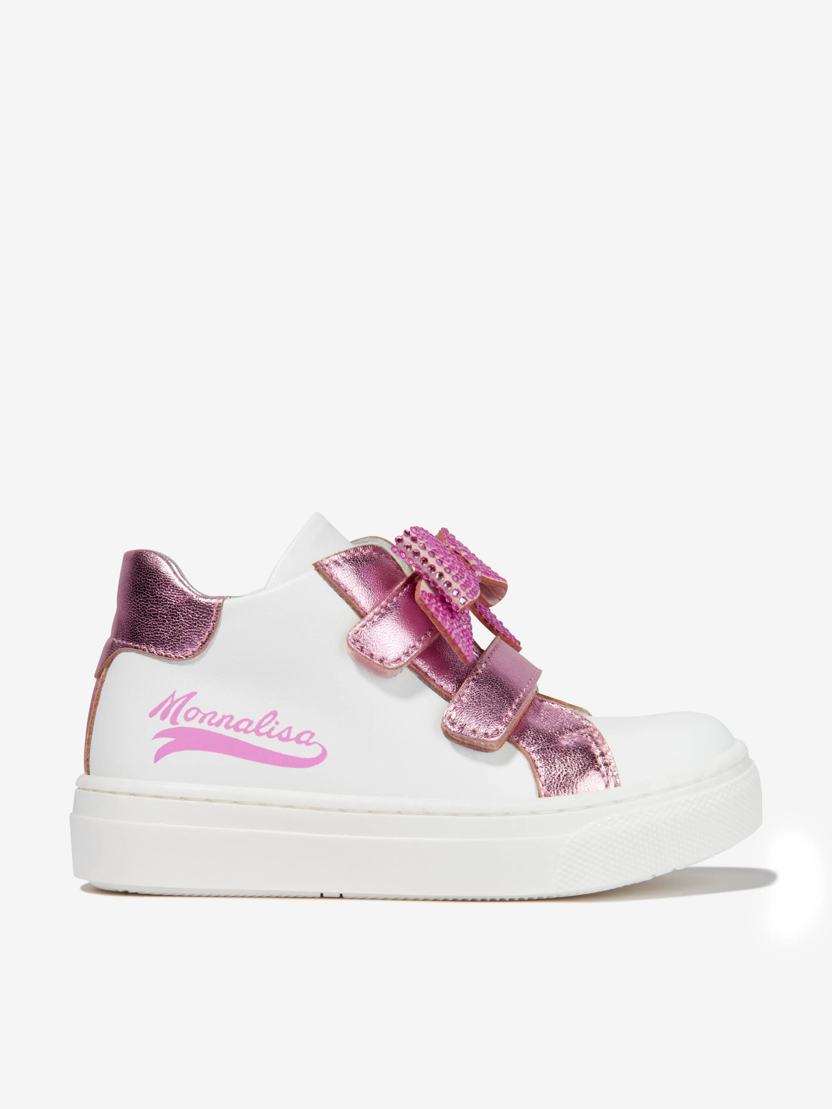 Monnalisa Girls Leather Bow Trainers