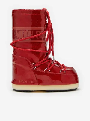 Moon Boot Girls Icon JR Glitter Boots in Red