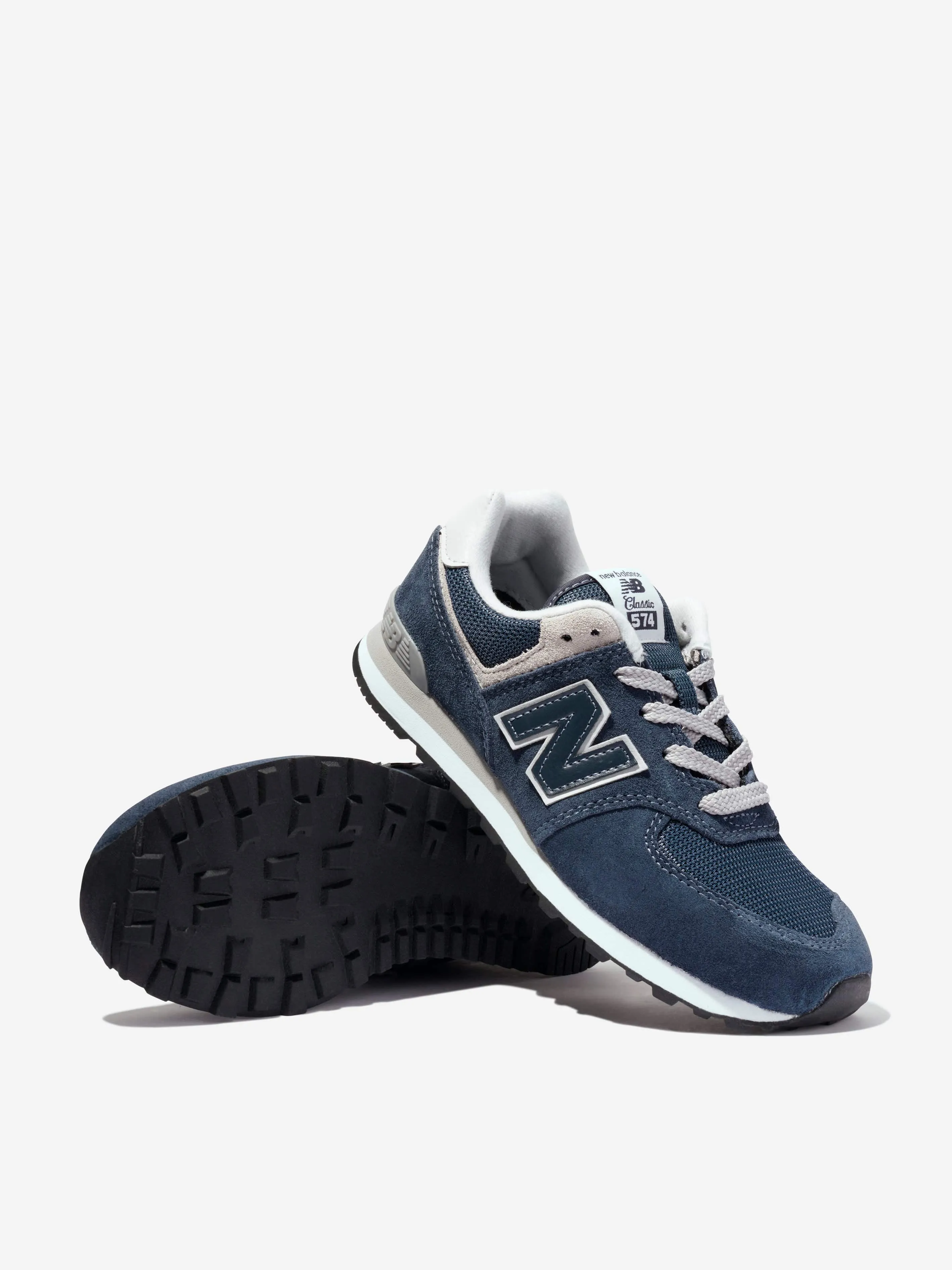 New Balance Kids 574 Lace Up Logo Trainers in Navy