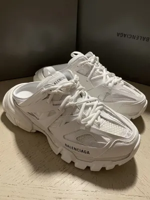 NIB $950 Balenciaga Track Lace-Up Mule Sneakers White 11 US/41 Eu