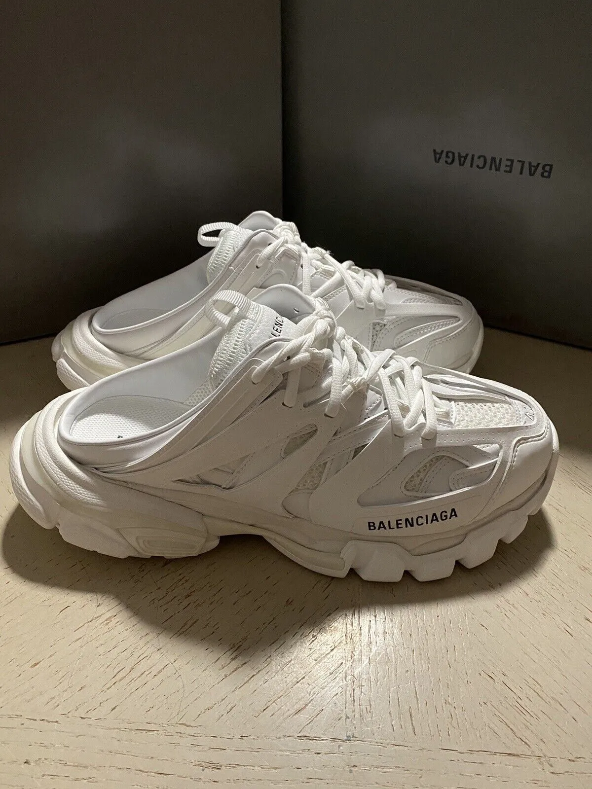 NIB $950 Balenciaga Track Lace-Up Mule Sneakers White 11 US/41 Eu