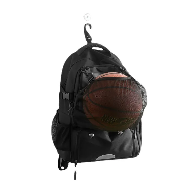 Pink And Black Large Capacity Sports Backpack, Waterproof Basketball & Soccer Bag, Separate Shoe Compartment, Student Backpack