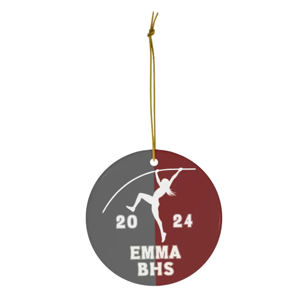 Pole Vault Ornament, 2024 Personalized Girls Track and Field Christmas Ornament, Ceramic Tree Ornament