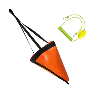 PVC Traction Drift Brake Fishing Sea Anchor, Size: 24 inch Orange With Yellow Green Rope Float