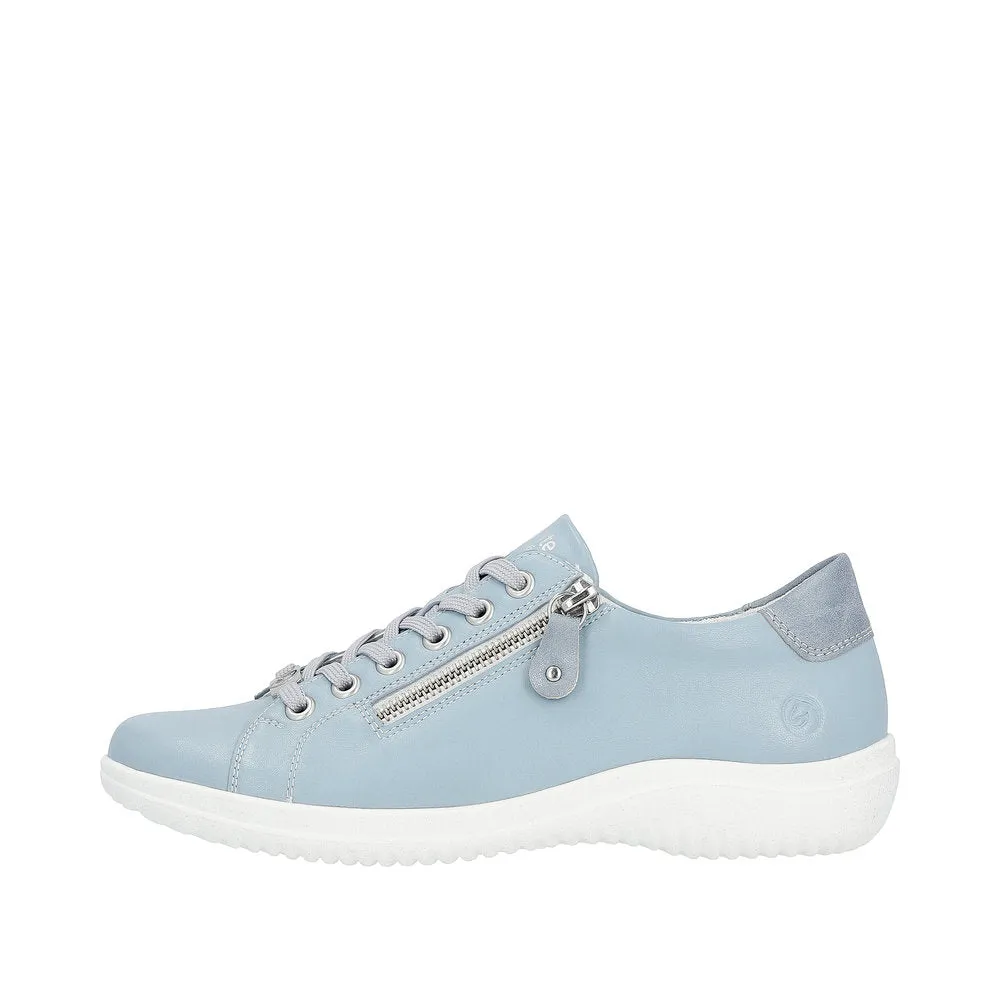 Remonte D1E03-10 Ladies Light Blue Leather Zip & Lace ShoesO