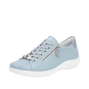 Remonte D1E03-10 Ladies Light Blue Leather Zip & Lace ShoesO