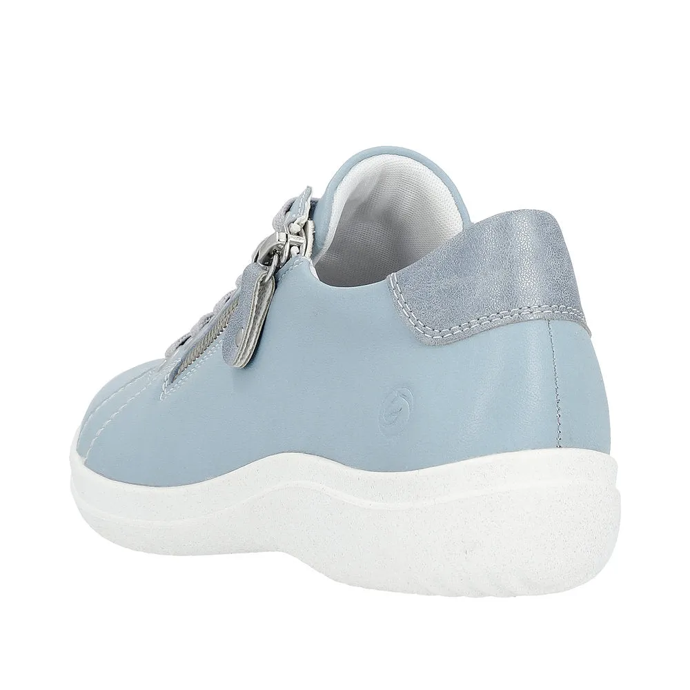 Remonte D1E03-10 Ladies Light Blue Leather Zip & Lace ShoesO