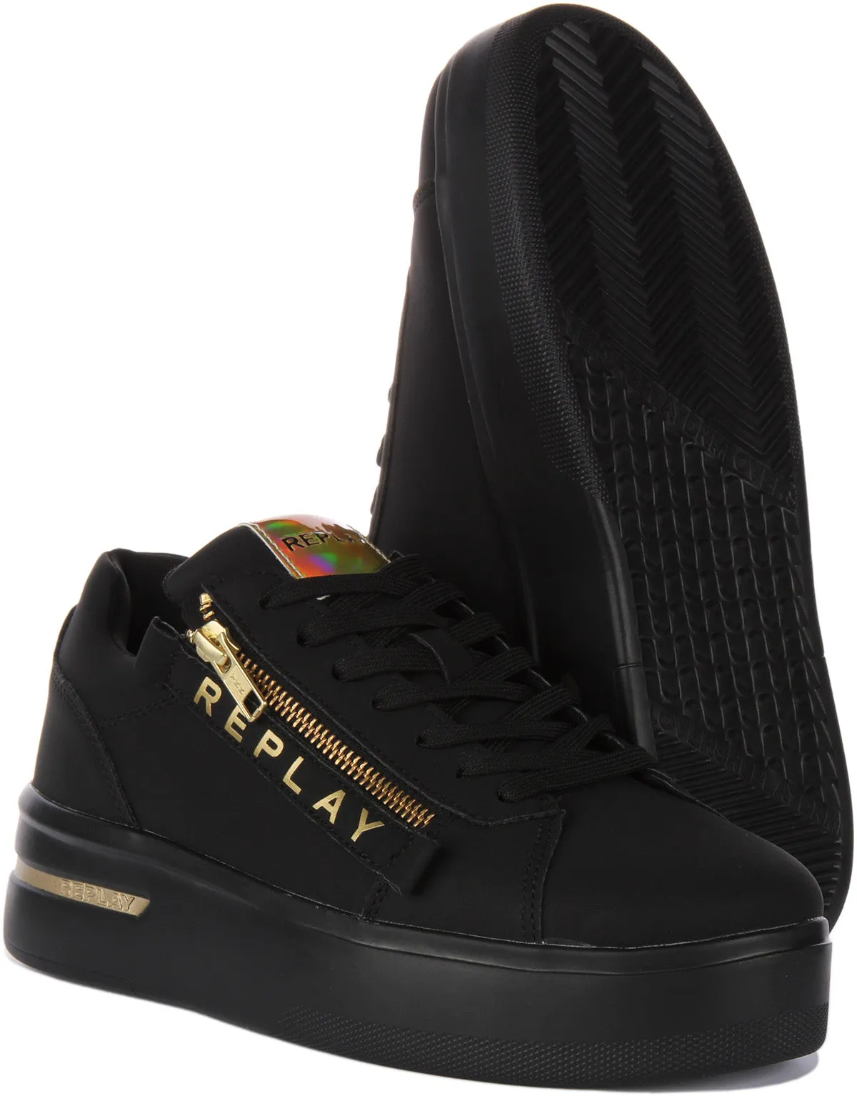 Replay University Zip In Black Gold For Women