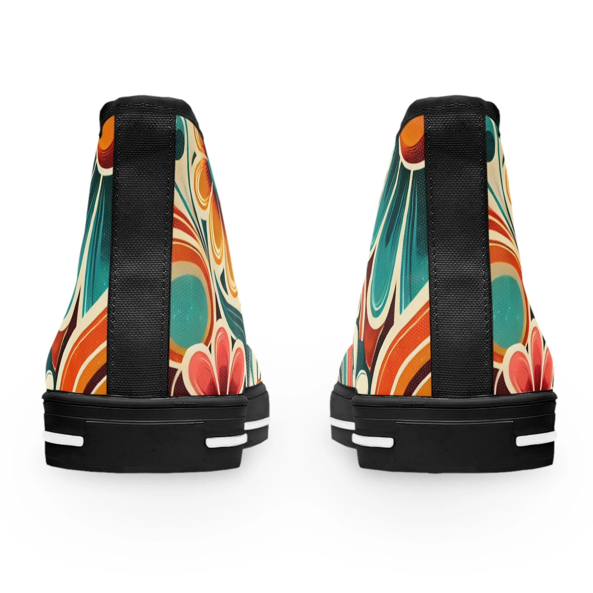 Retro 70s Bohemian Floral Women's High Top Sneakers - Vibrant Style for Every Occasion