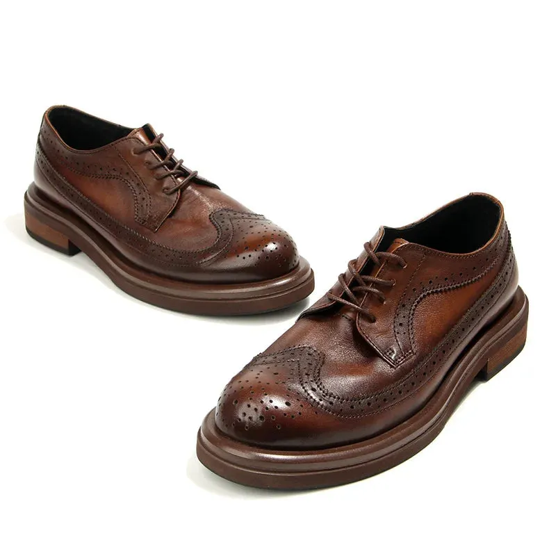 Retro Style Genuine Leather Brogue Shoes