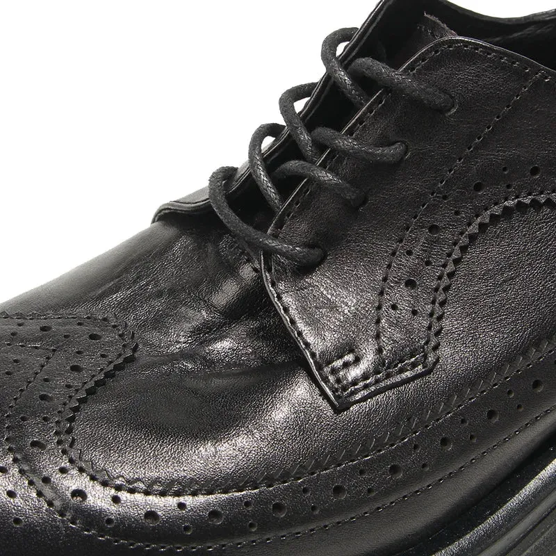 Retro Style Genuine Leather Brogue Shoes