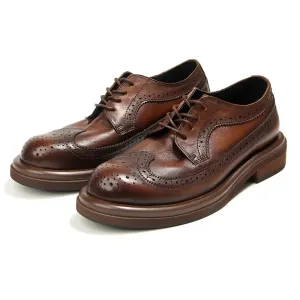 Retro Style Genuine Leather Brogue Shoes