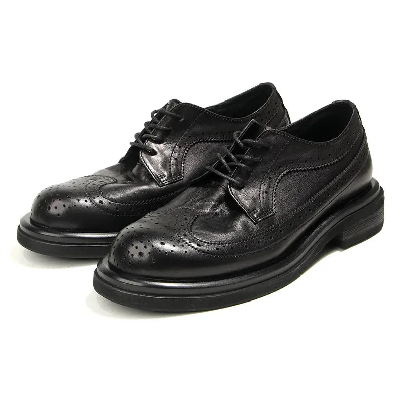 Retro Style Genuine Leather Brogue Shoes