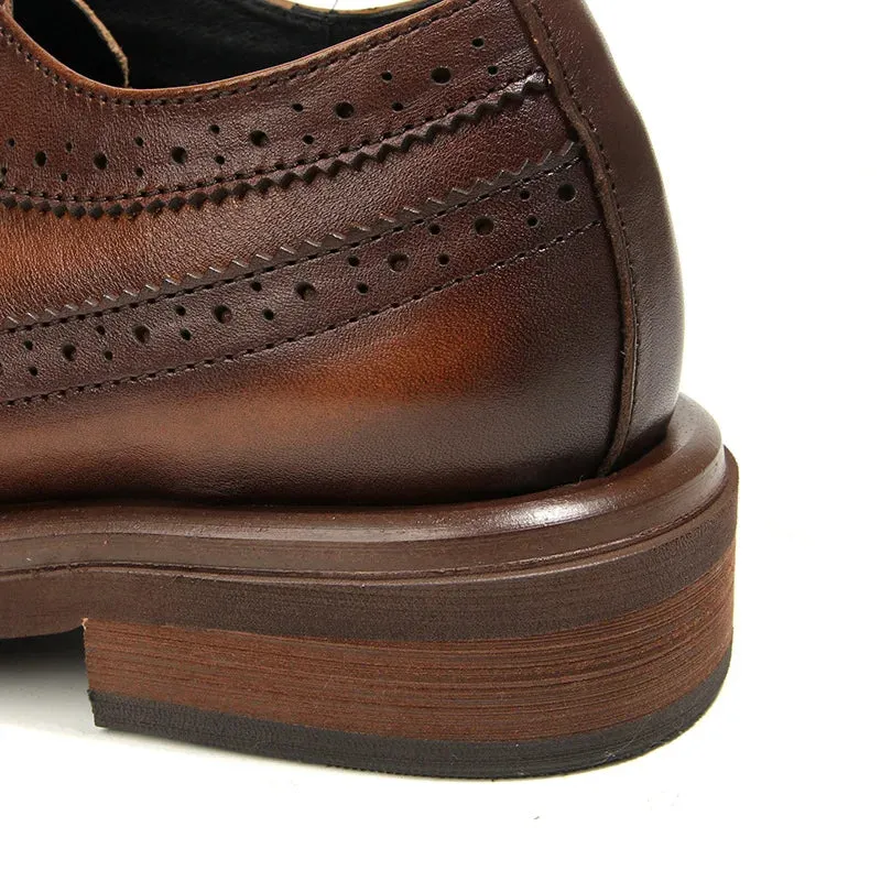 Retro Style Genuine Leather Brogue Shoes