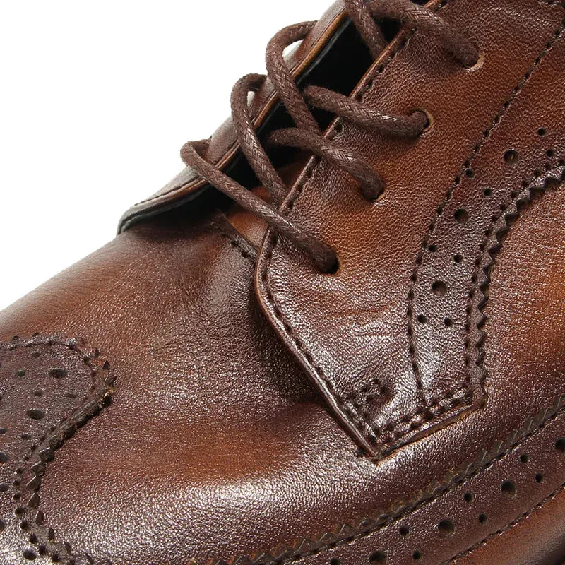 Retro Style Genuine Leather Brogue Shoes