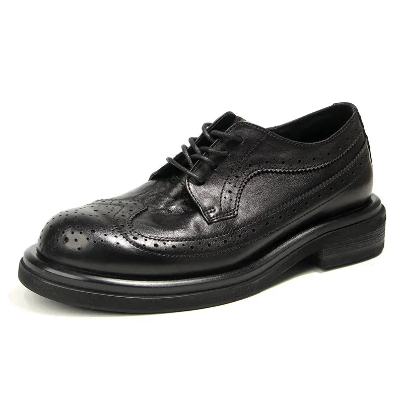 Retro Style Genuine Leather Brogue Shoes