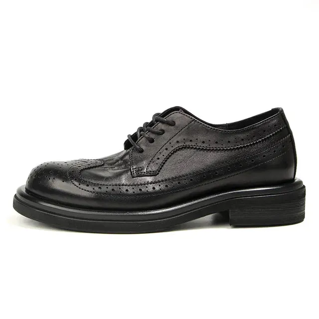 Retro Style Genuine Leather Brogue Shoes