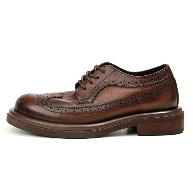 Retro Style Genuine Leather Brogue Shoes