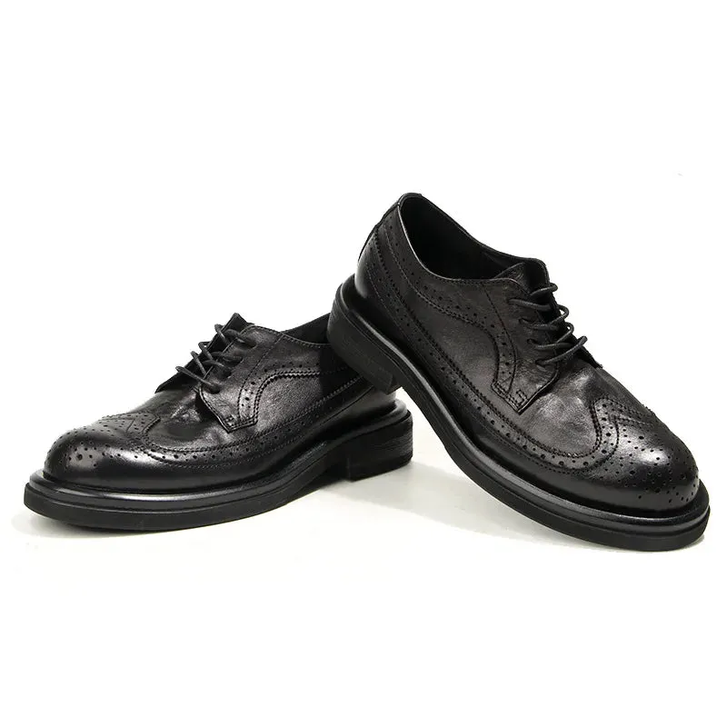 Retro Style Genuine Leather Brogue Shoes