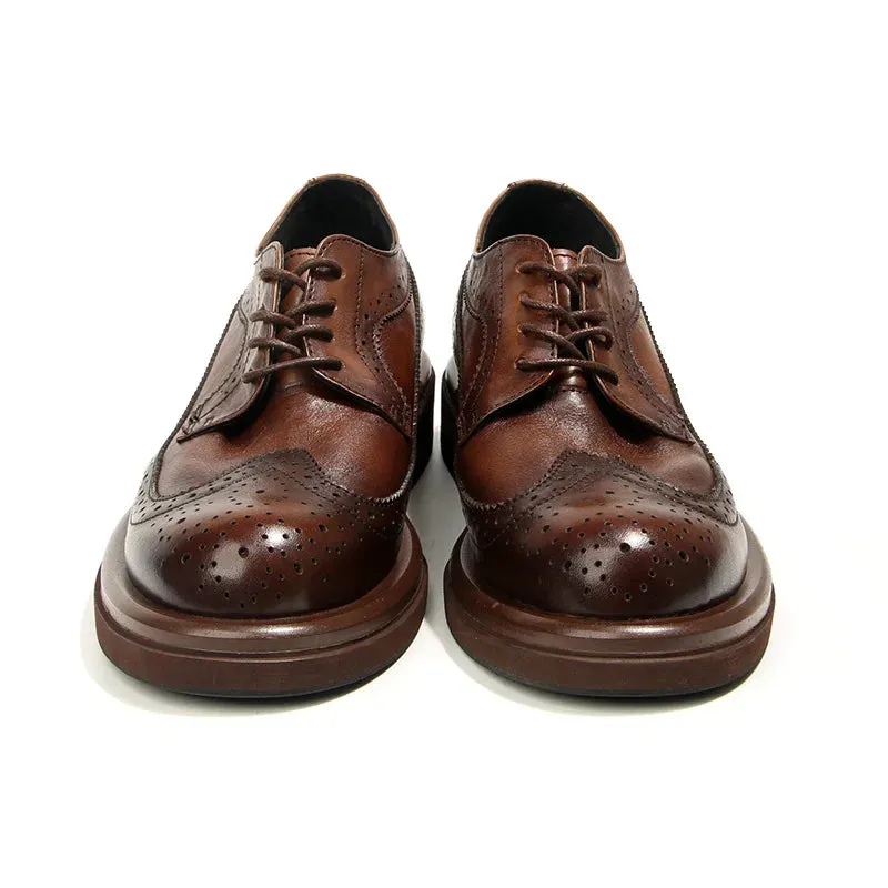 Retro Style Genuine Leather Brogue Shoes