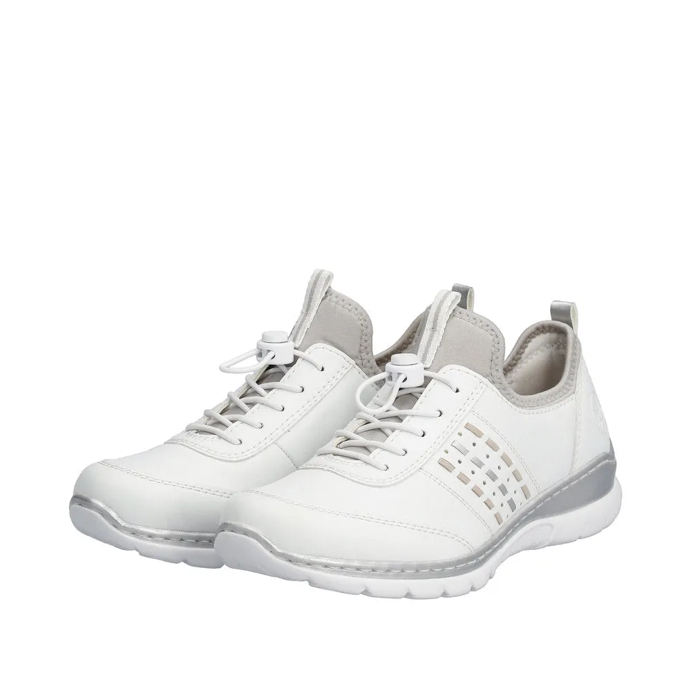 Rieker L3259-80 Nikita Ladies White Pull On Trainers