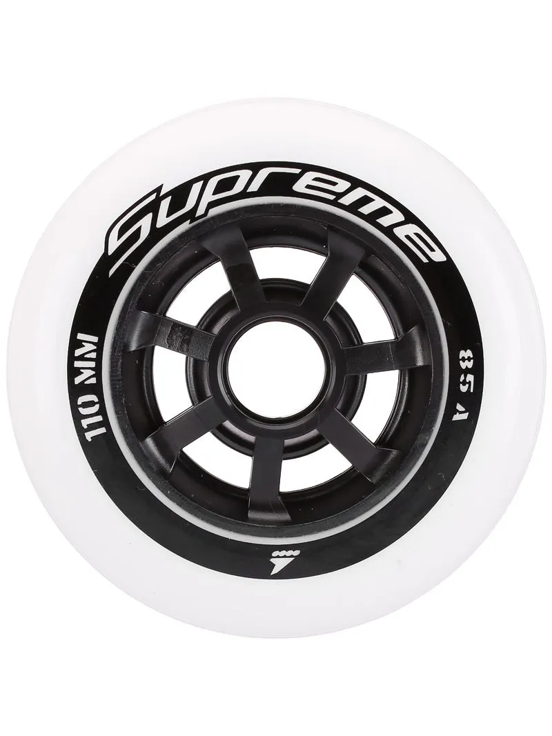 Rollerblade Supreme 110MM 85A Inline Skate Wheels - White - 6 Pack