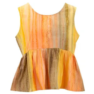 Ruched Box Top - Yellow Rainbow