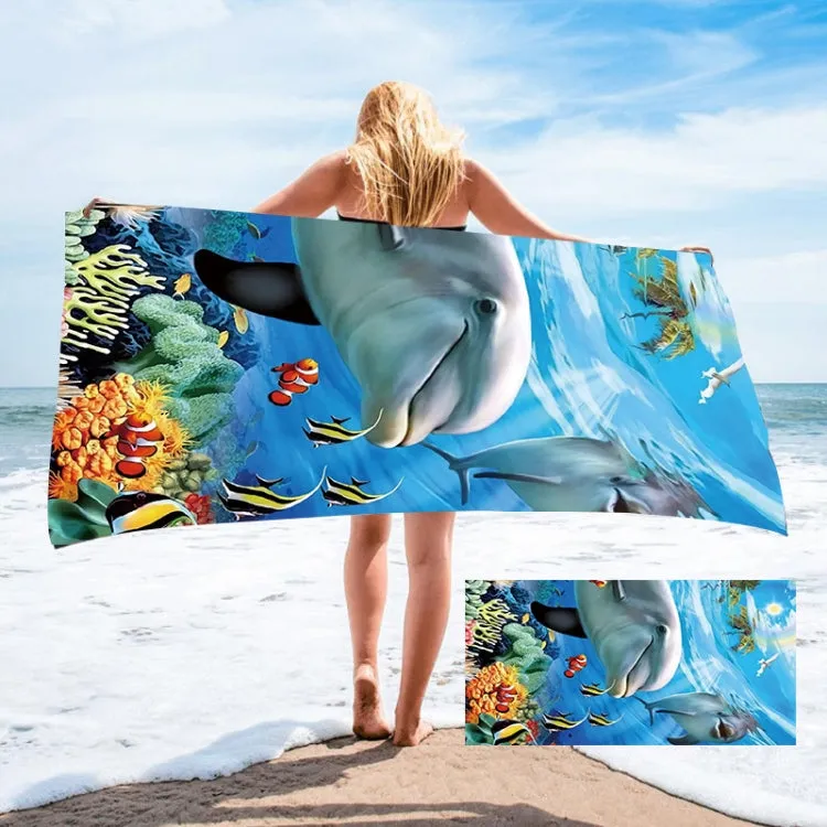 Seaside Portable Microfiber Beach Swim Printed Bath Towel 150x75cm(Beluga)