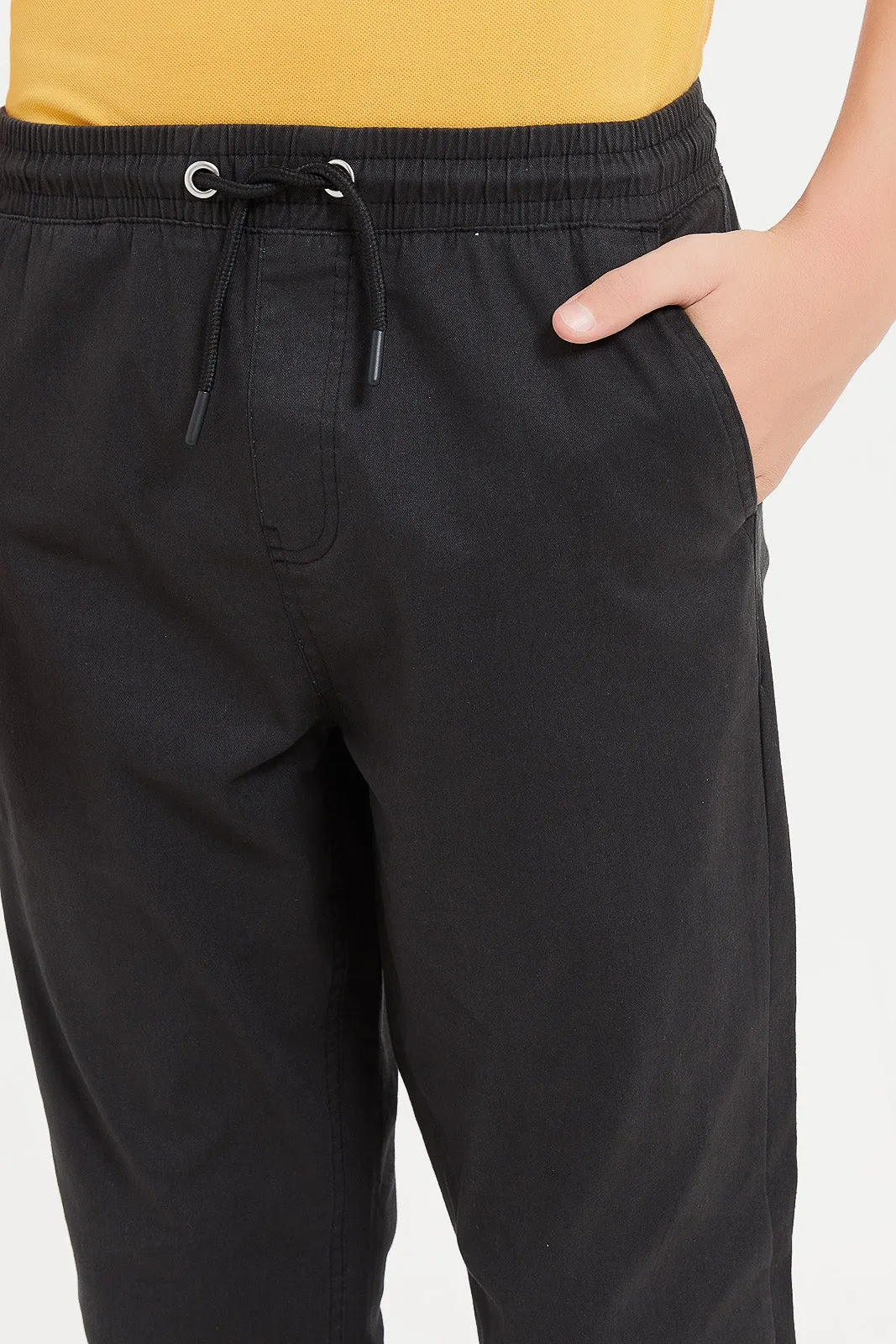 Senior Boys Black Pull On Casual Trouser