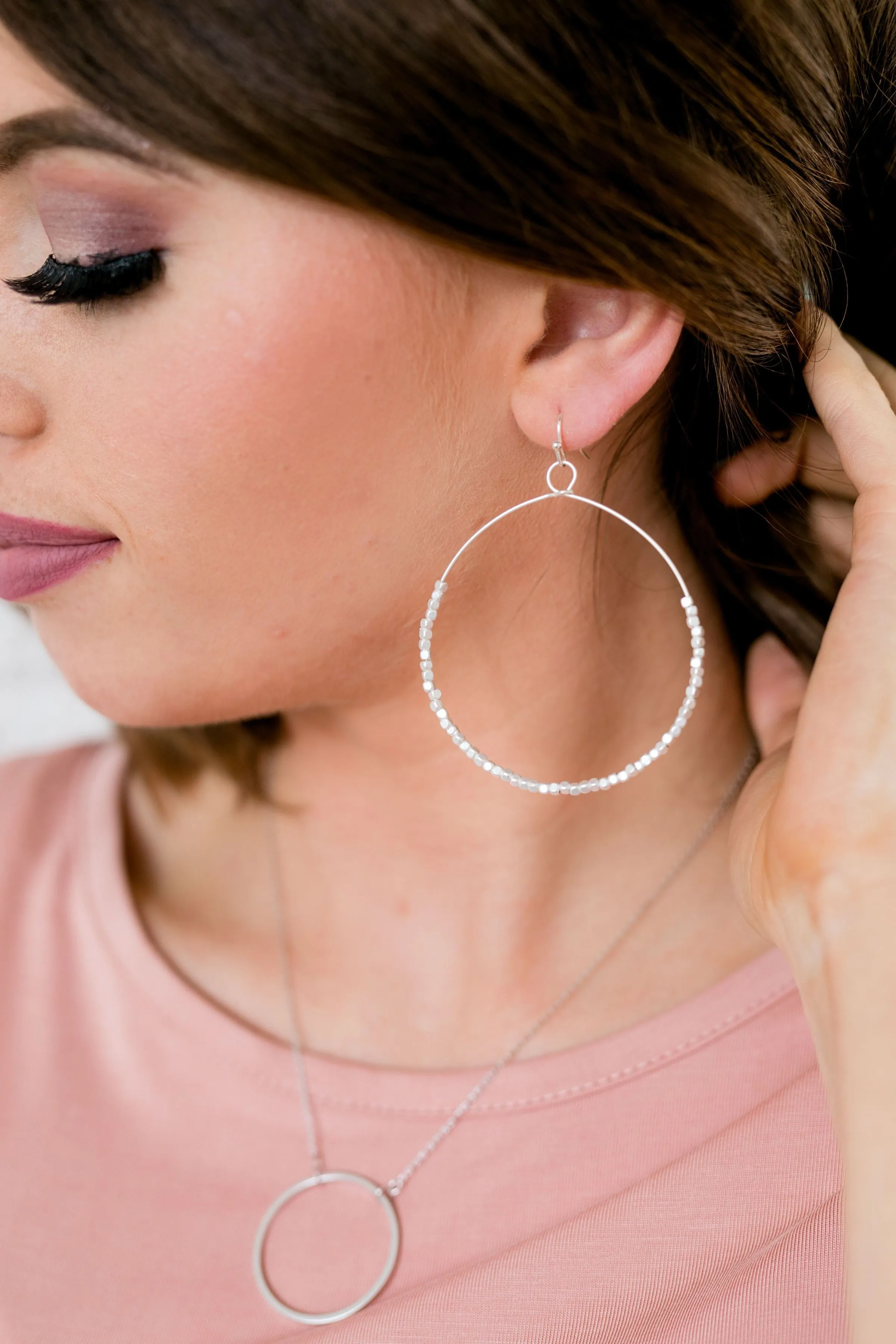 Silver Nugget Hoop Earrings