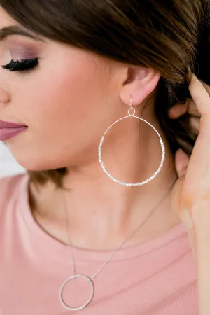 Silver Nugget Hoop Earrings