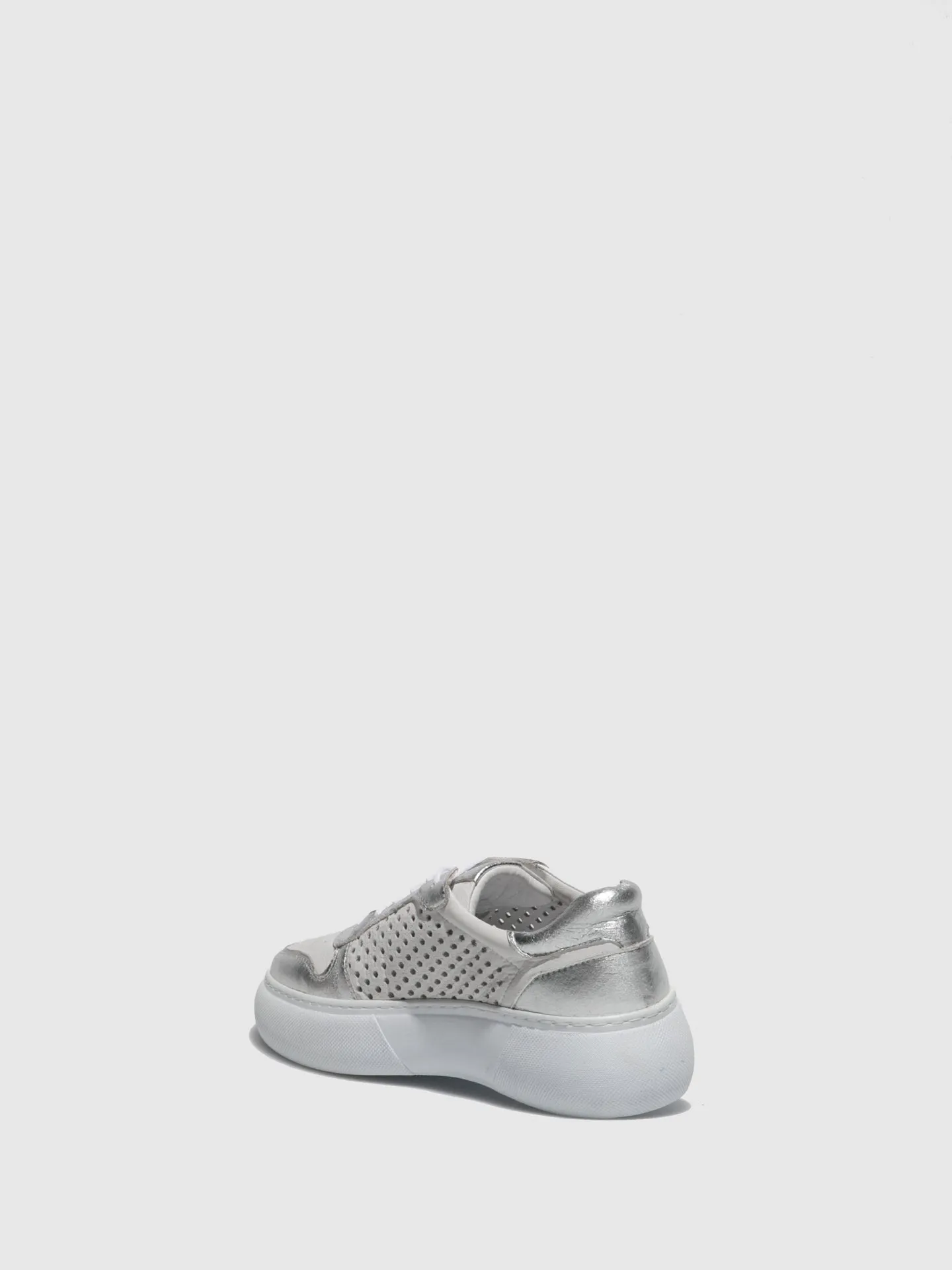 Silver White Lace-up Trainers