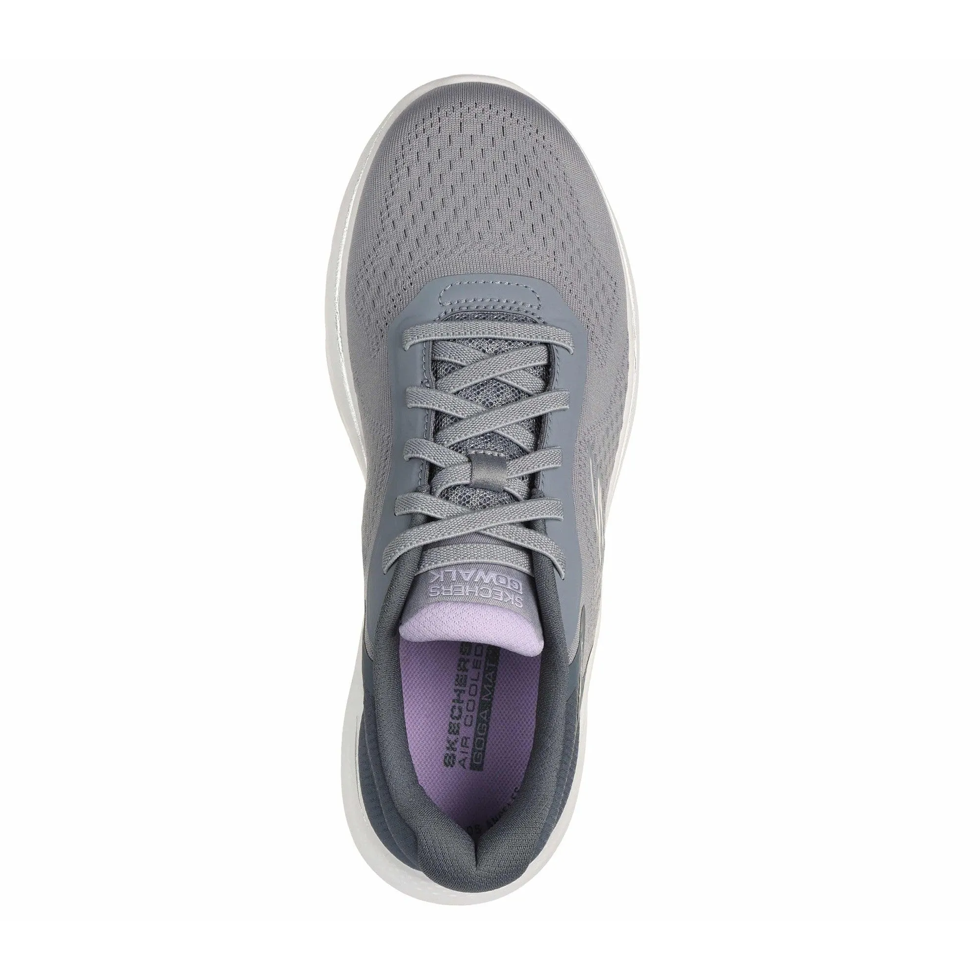 Skechers 125215 Go Walk 7 - Cosmic Waves Ladies Grey Lavender Textile Vegan Slip On Trainers