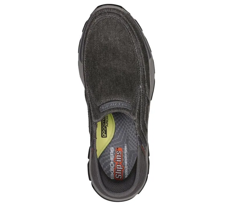 Skechers Men's Respected Holmgren Slip Ons- Charcoal