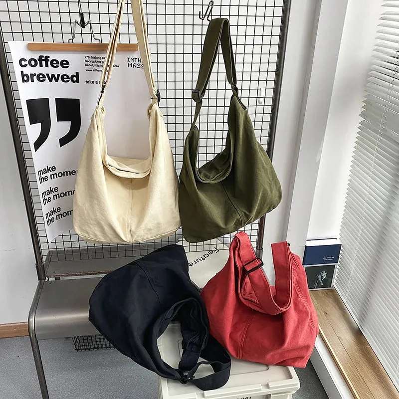 Sohiwoo New Bags for Women  Canvas Shoulder Bag Fashion Large Capacity Handbags Female Casual Travel Bags Soft Crossbody Bags