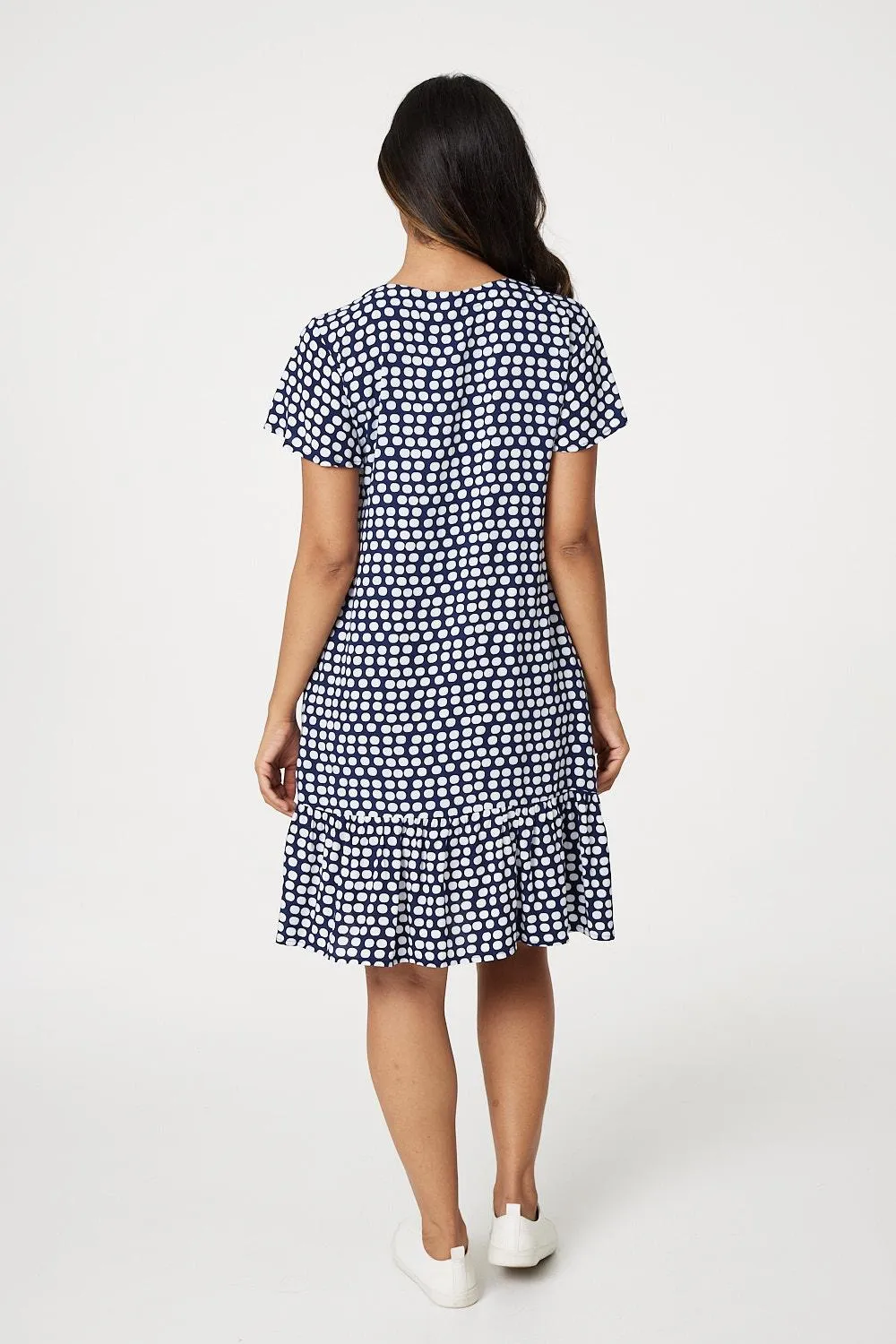 Spotty V-Neck Button Front Dress