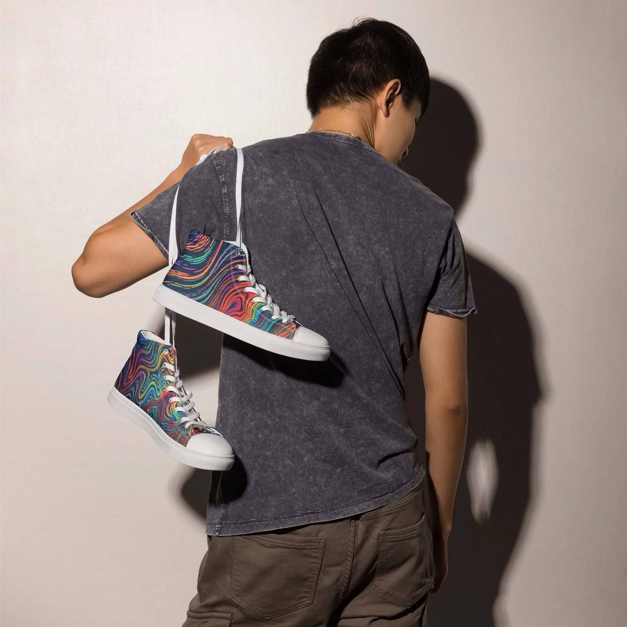 SQUIGLLED Men’s high top canvas shoes | ACIDMATH AI