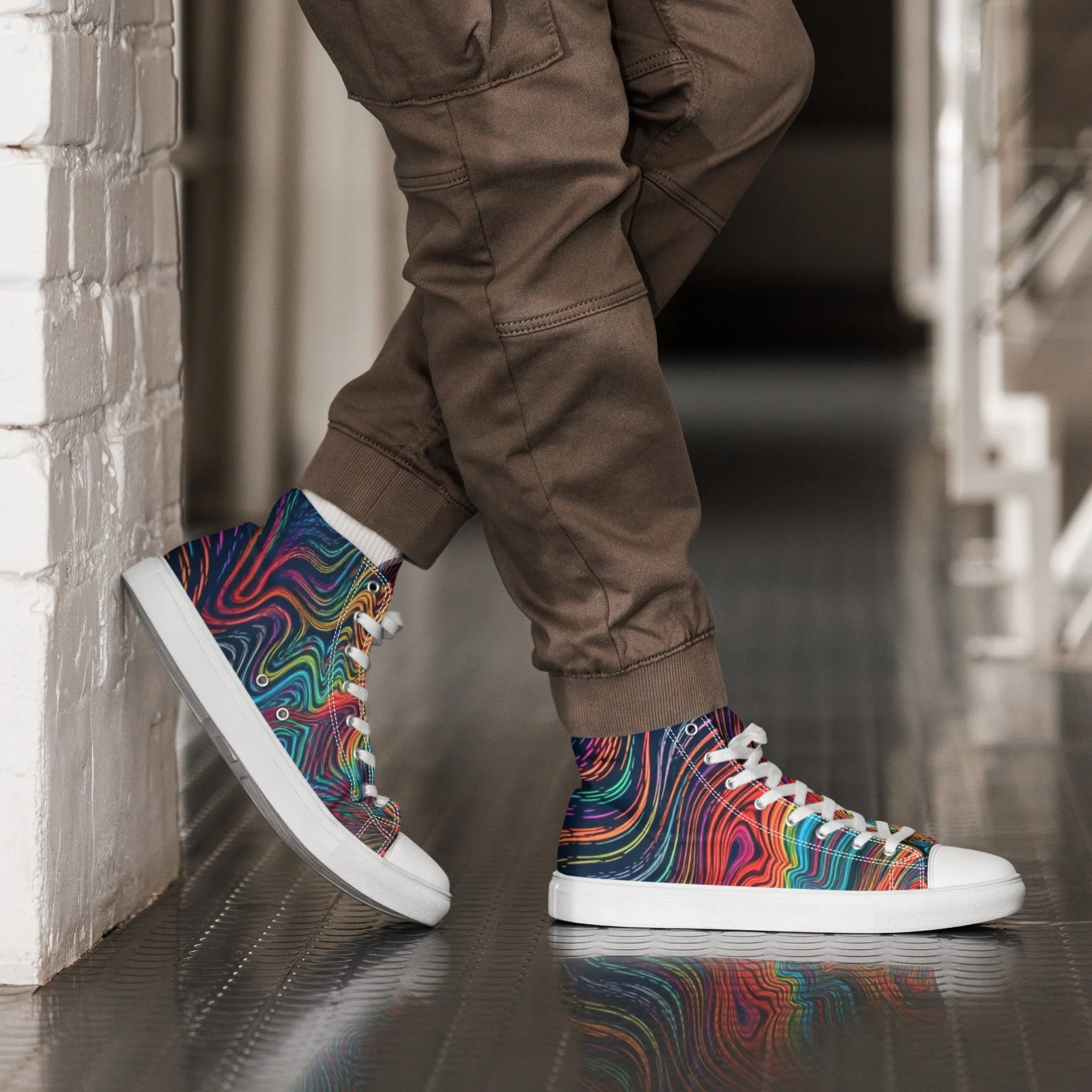 SQUIGLLED Men’s high top canvas shoes | ACIDMATH AI