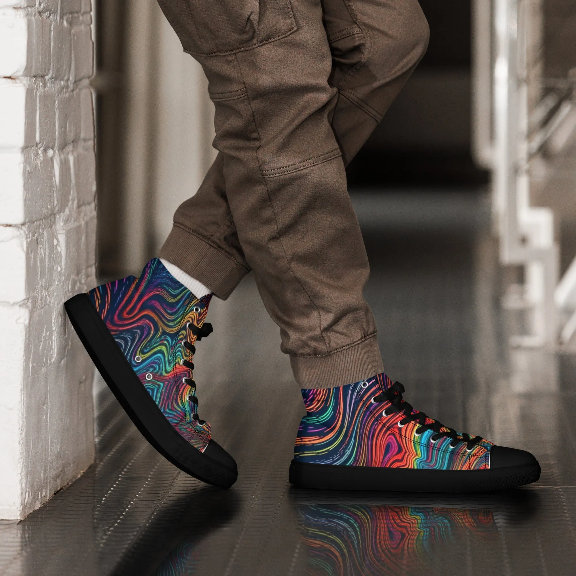 SQUIGLLED Men’s high top canvas shoes | ACIDMATH AI