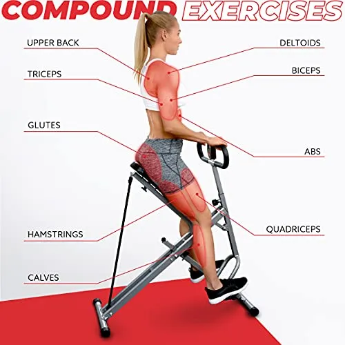 Sunny Health & Fitness Squat Assist Row-N-Ride™ Trainer for Glutes Workout with Online Training Video