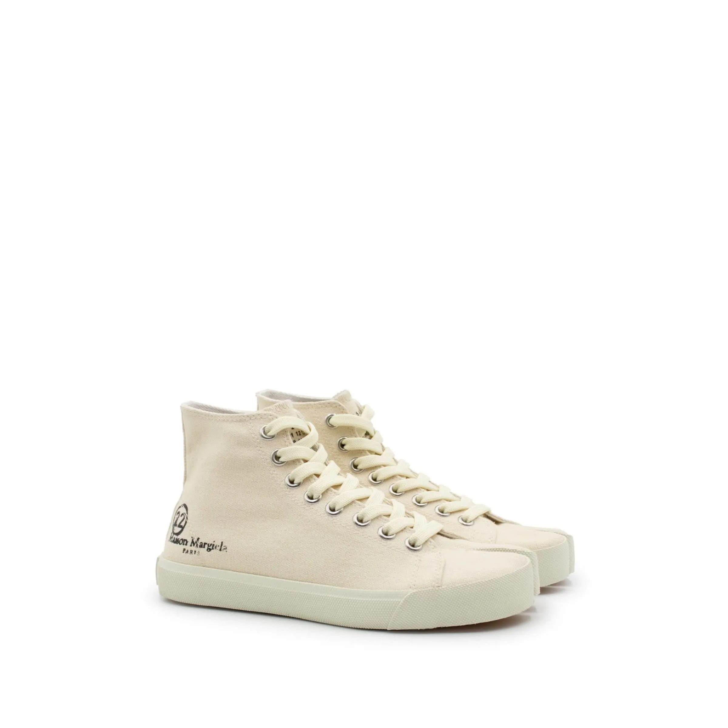 Tabi Toe High Sneaker in White Sand