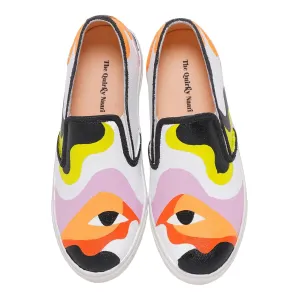 THE QUIRKY NAARI Handpainted Eye See You Slipons Featuring a Playful Eye Design in Colorful Subtle Tones | 6 UK Multicolor