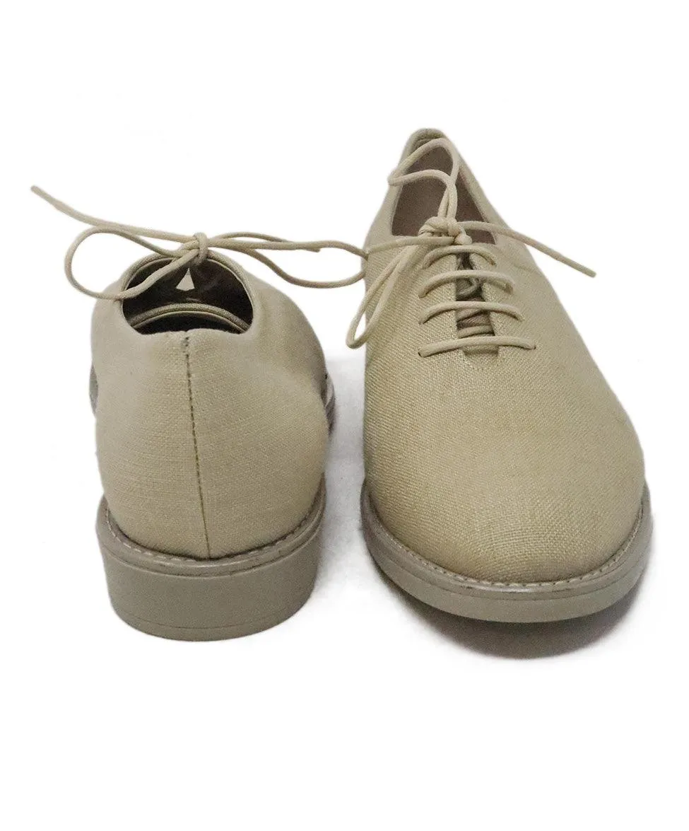 Theory Beige Canvas Lace Up Loafers sz 8