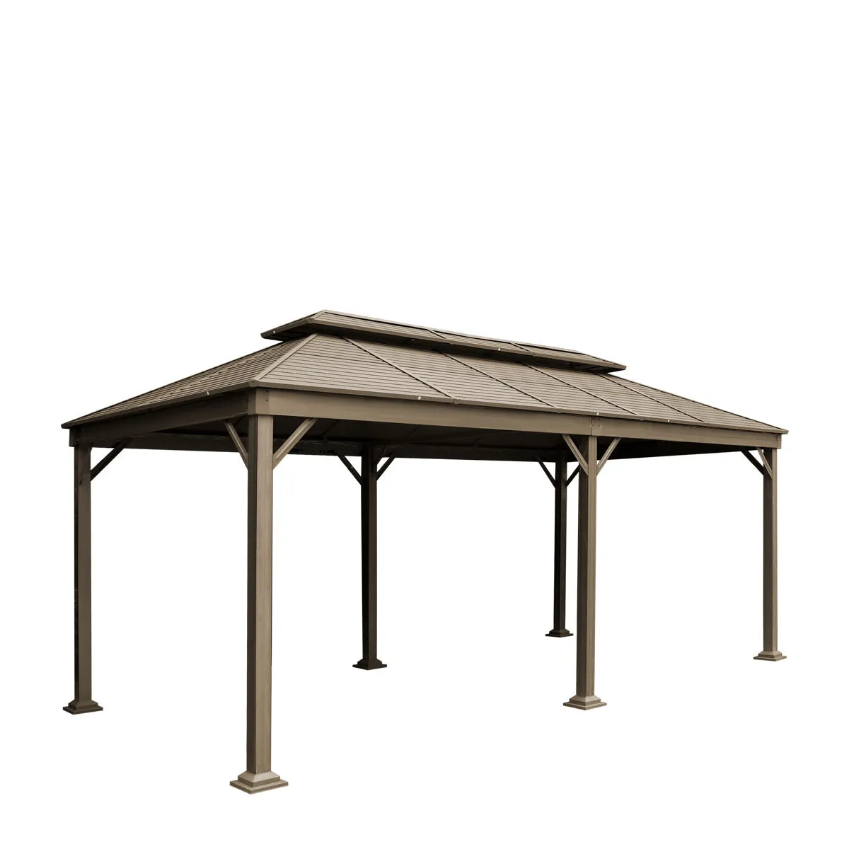 TMG Industrial 10’ x 20’ Hardtop, Double Tier Steel Roof Patio Gazebo, Mosquito Nets & Curtains Included, TMG-LGZ21