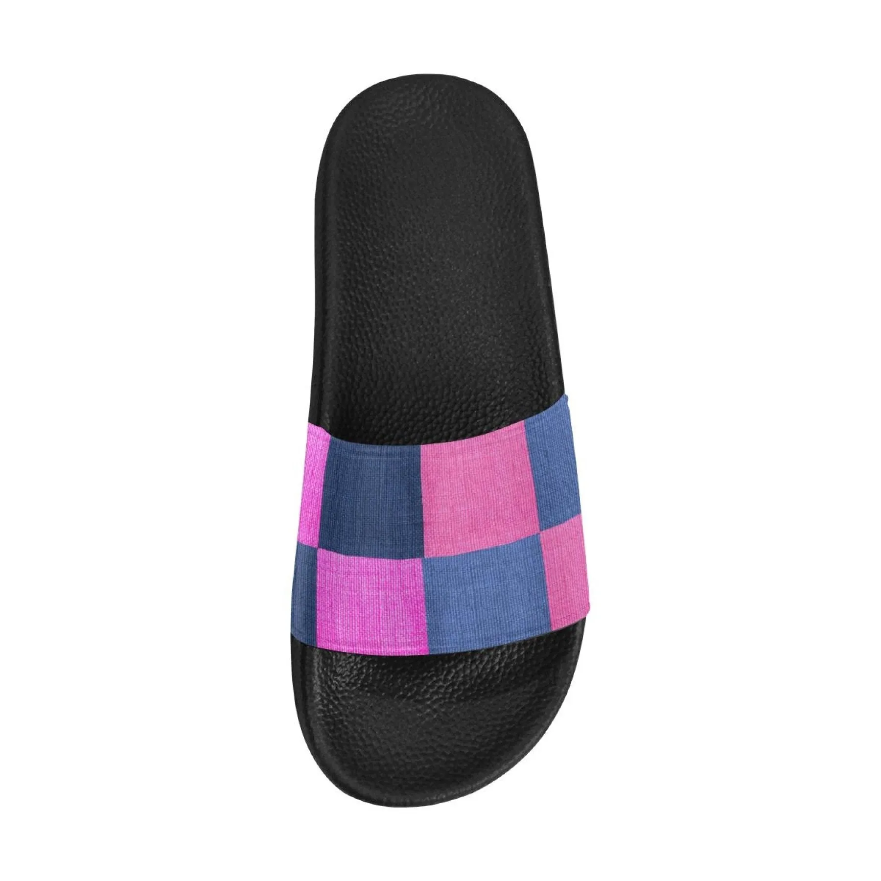 Uniquely You Womens Slides / Flip-Flop Sandals - Pink & Blue Squares