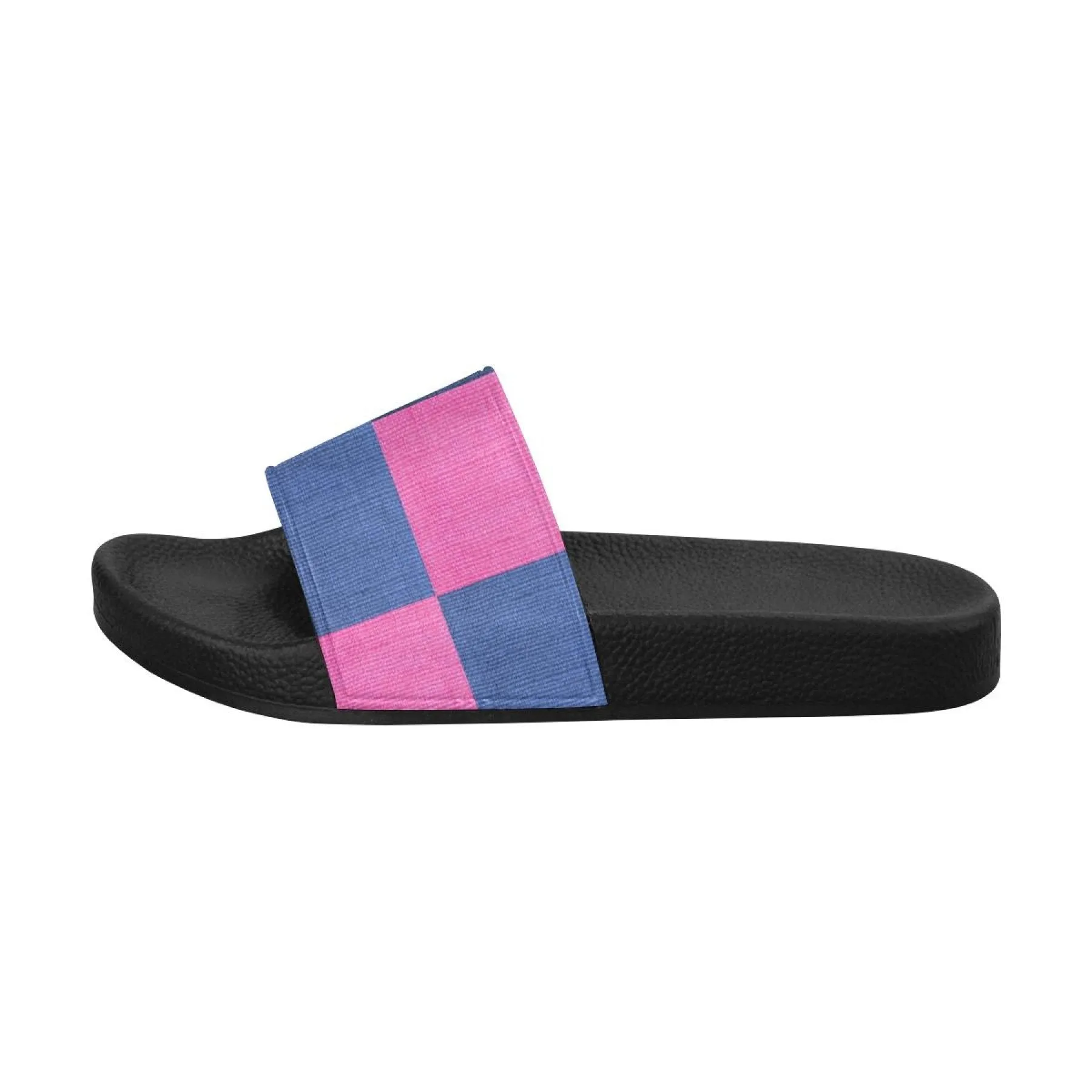 Uniquely You Womens Slides / Flip-Flop Sandals - Pink & Blue Squares