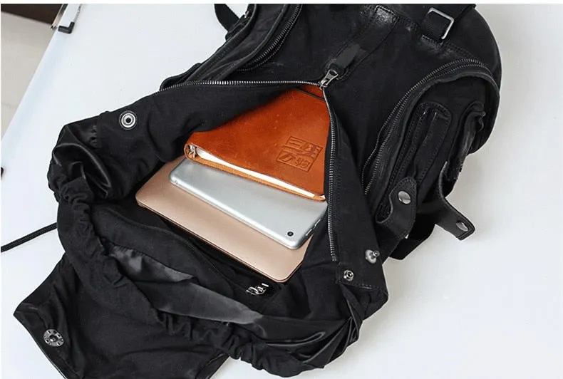 Unisex Vintage Soft Genuine Leather Cowhide Computer Backpacks